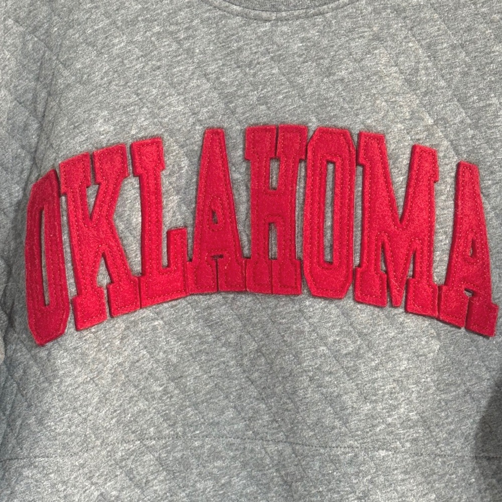 Oklahoma‎ Sooners Pressbox Women's S Moose Quilted Pullover Sweatshirt Grey NEW - Picture 2 of 11
